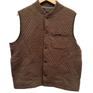 Pendleton Brown Quilted Diamond Pattern Vest Snap‎ Front Pocketed Collarless L